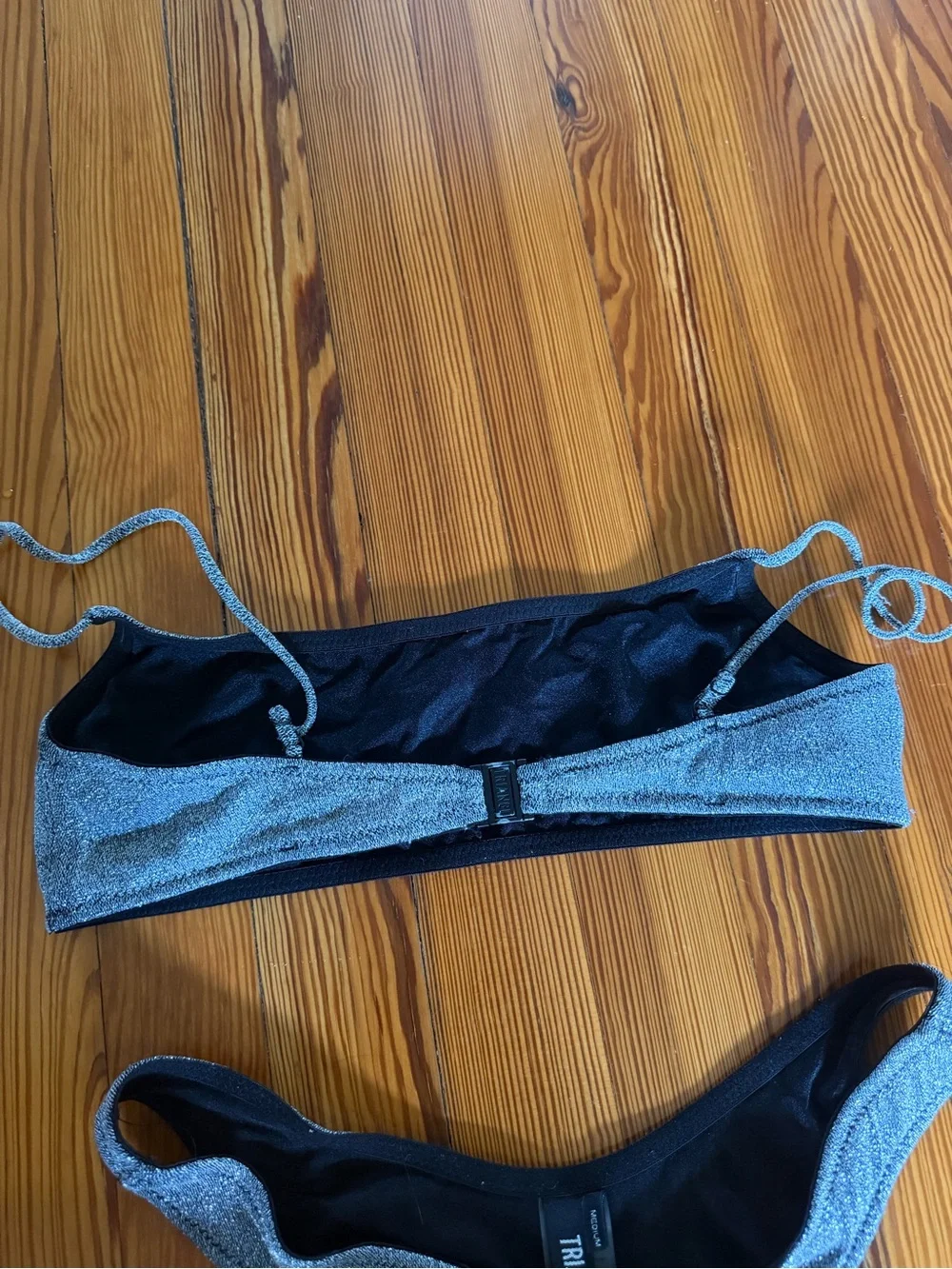 Triangl Metallic Silver Bikini Top & Bottom Set - Size M